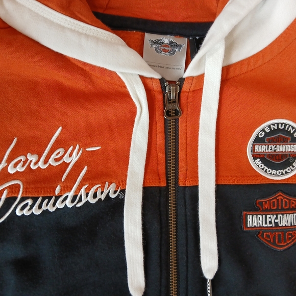 Harley-Davidson Orange and Black Hoodie - Picture 2 of 4